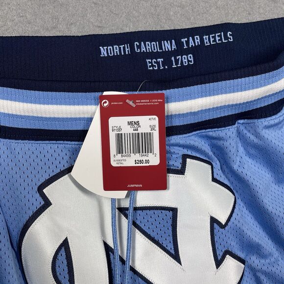 University of North Carolina Tar Heels Shorts Men XXL 2XL Blue Jordan Basketball - Picture 7 of 16